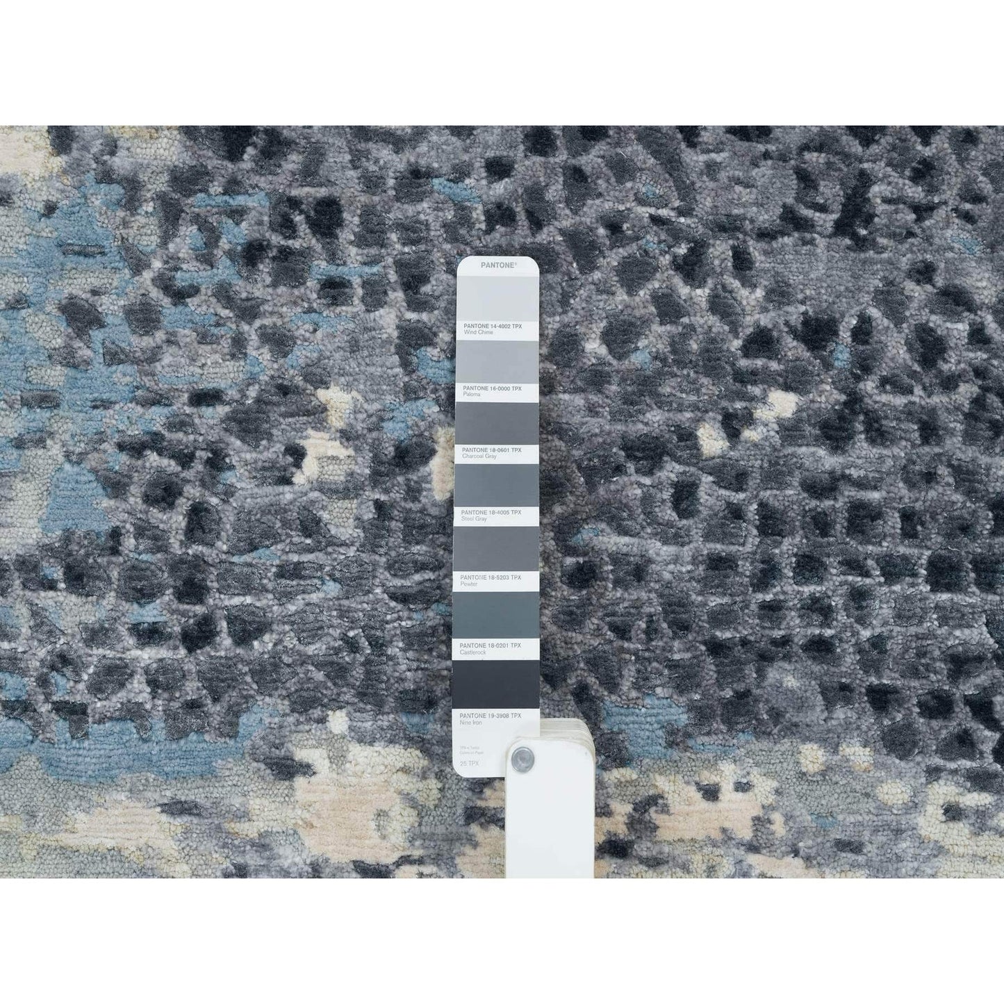10'1"X10'1" Blue Hand Knotted Abstract Design Wool Square Oriental Rug
