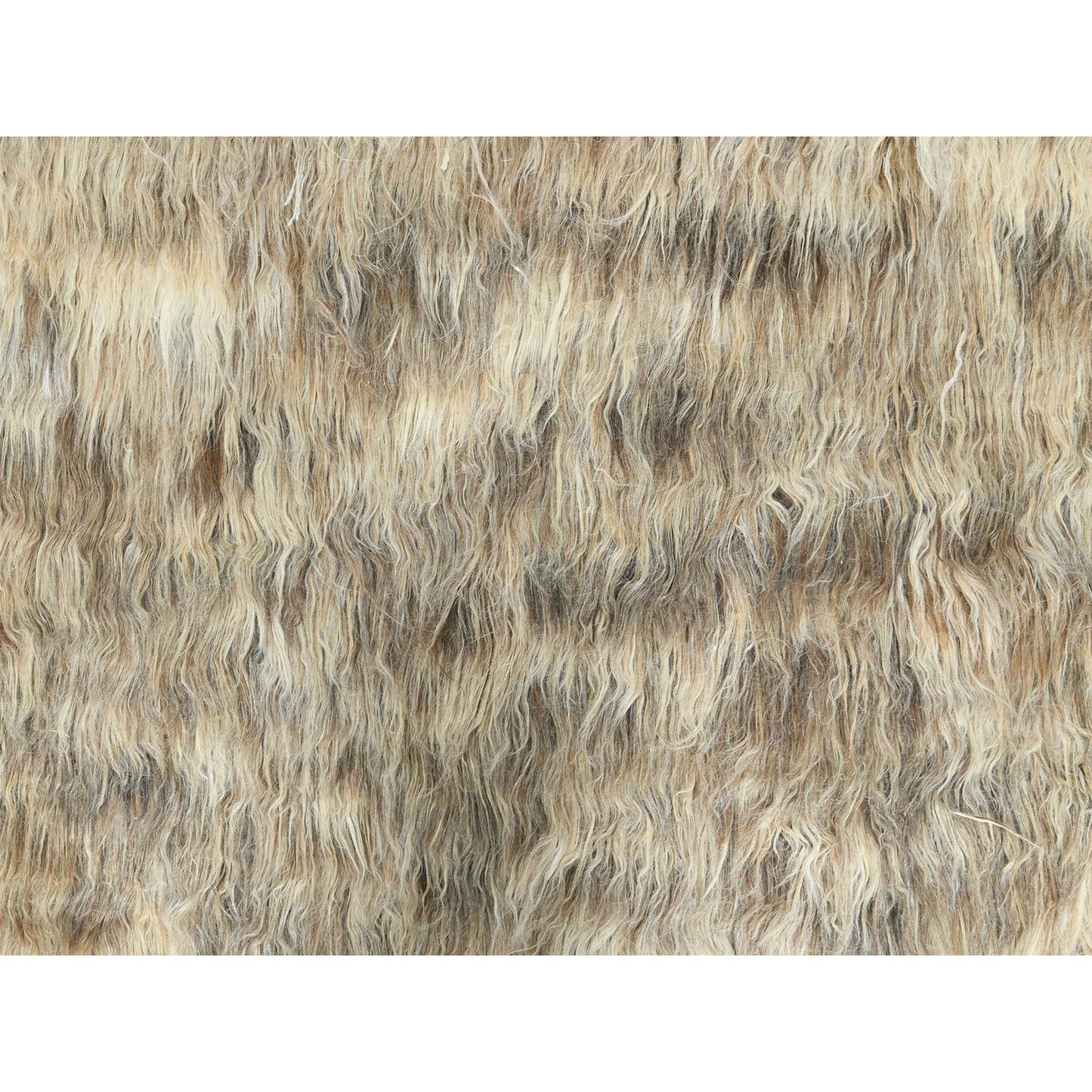 9'X9' Beige Shaggy Moroccan Undyed Natural Wool Hand Knotted Square Rug