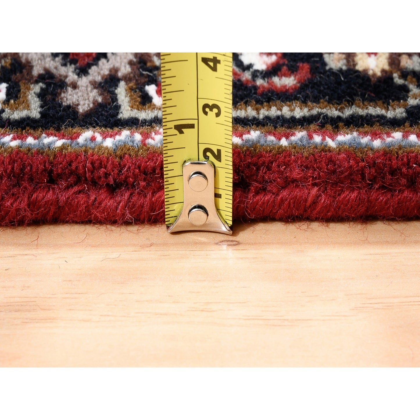 2'X6'1" Wool And Silk Red Tebraz Mahi Fish Design Hand Knotted Runner Rug