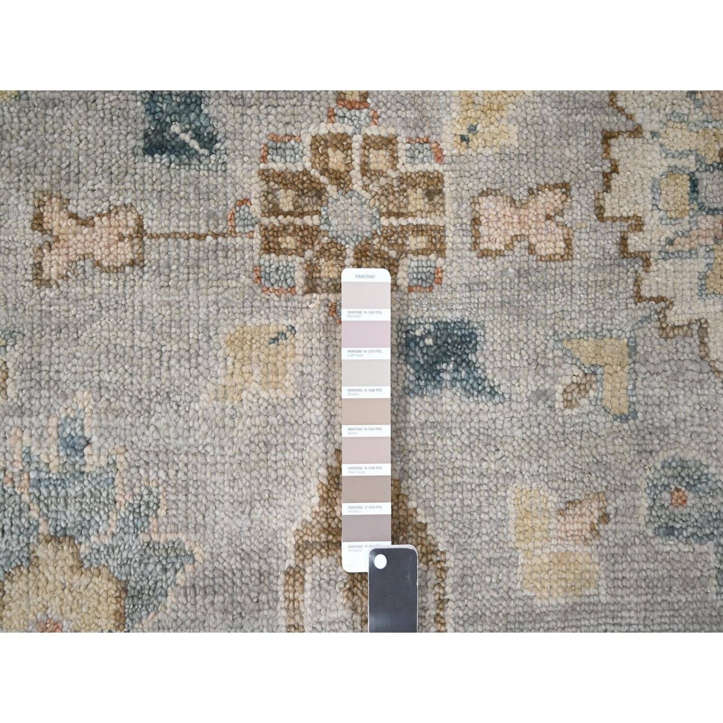 12'X17'10" Gray Oushak Design Wool Hand Knotted Oversized Oriental Rug