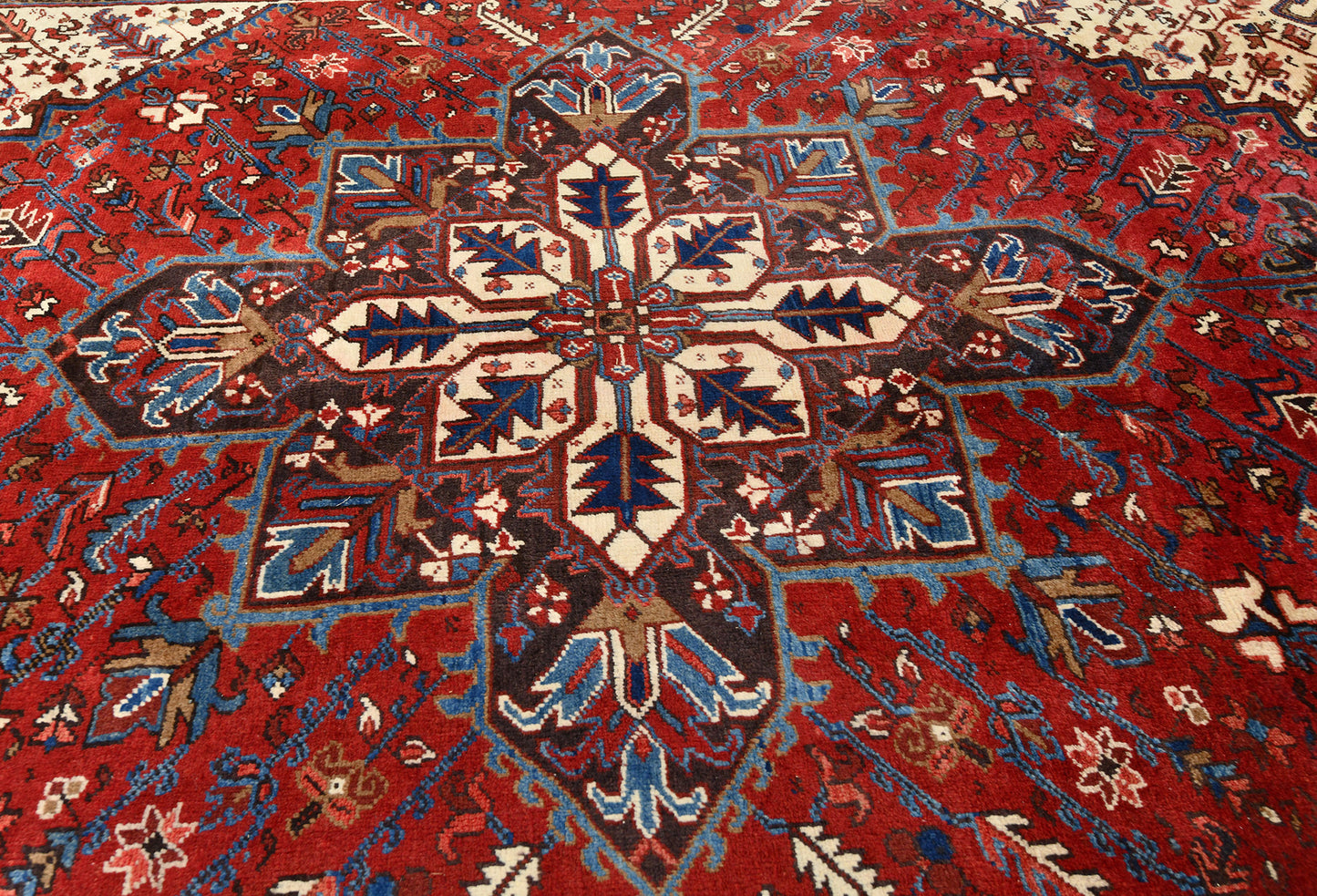 Red Serapi Oriental Rug Large Vintage Geometric