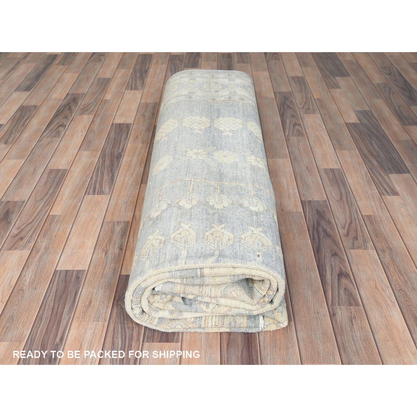 9'1"X12' Misty Gray Afghan Peshawar Soft Wool Hand Knotted Rug