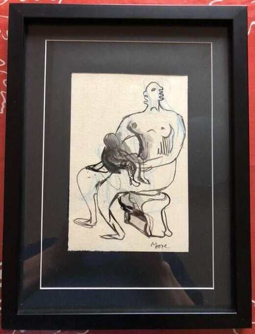 Henry Moore Original Painting Ink And Watercolour