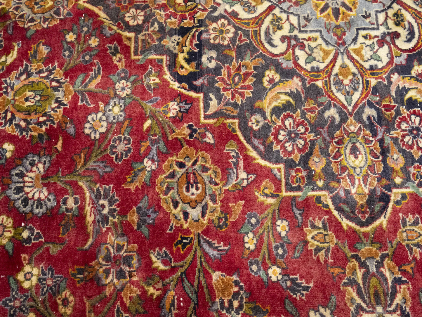 Semi-Antique Red Traditional Floral Handmade