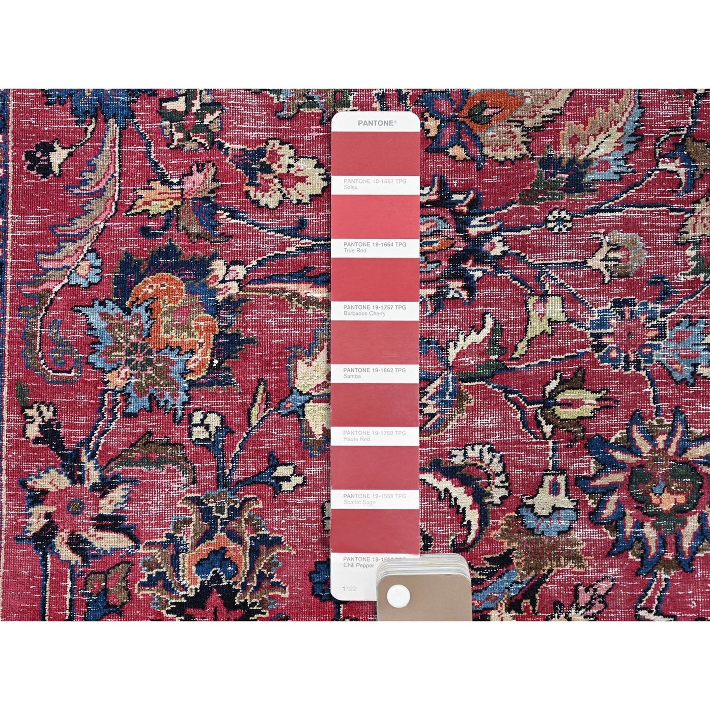 10'X12'7" Red And Worn Zoroastrian Wool Hand Knotted Rug