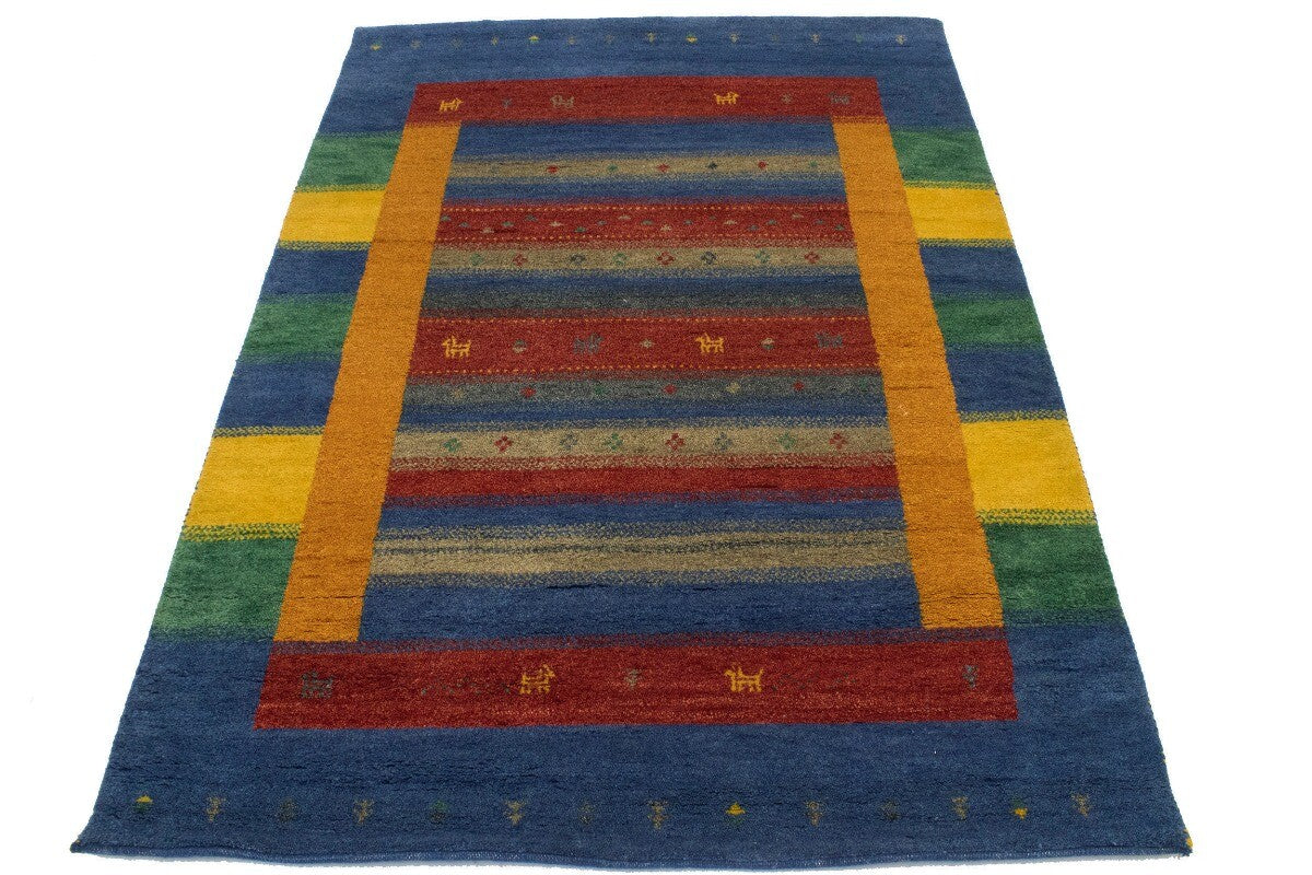Indo-Gabbeh Multicolored Tribal Stripes Design