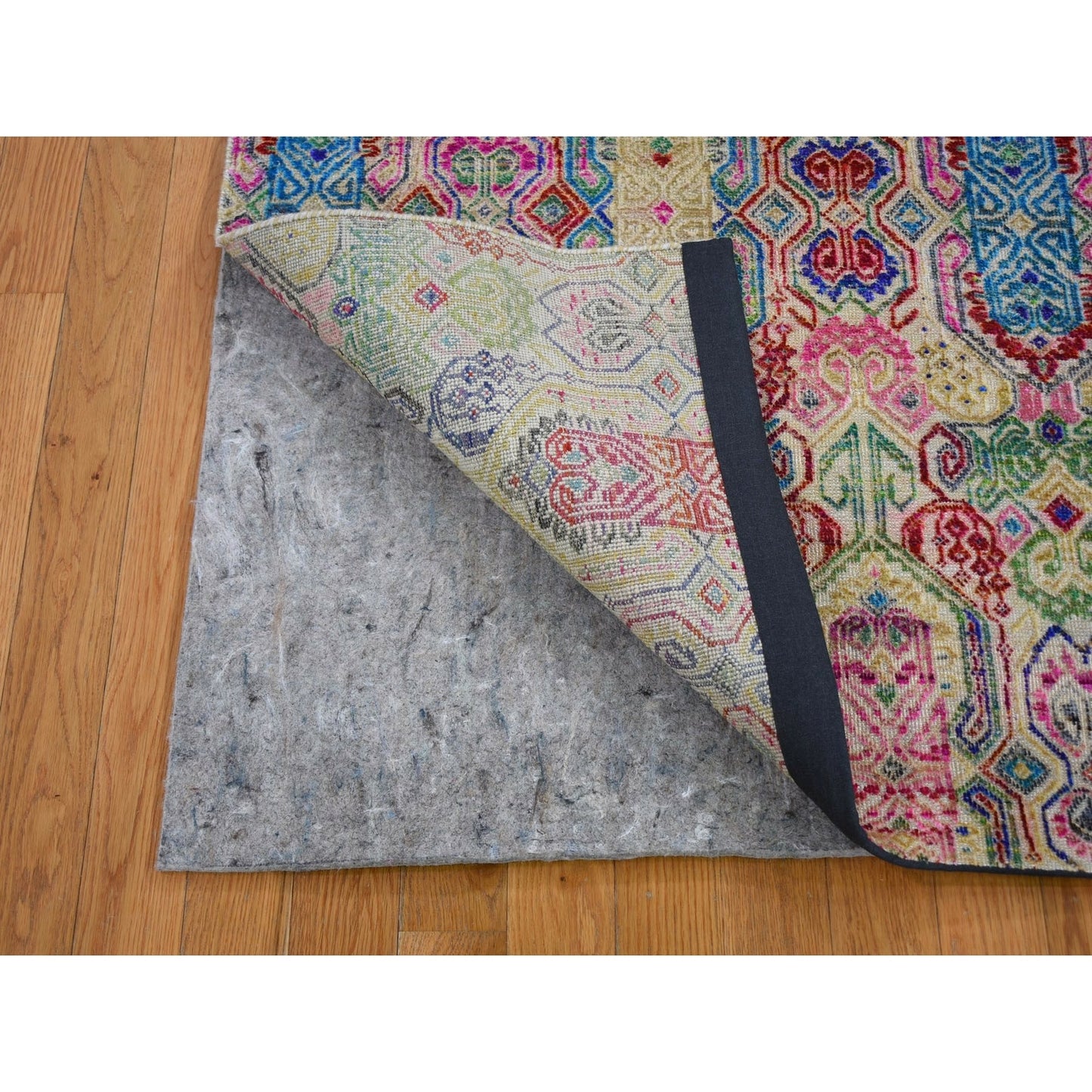 5'X6'10" Jewellery Design Sari Silk With Textured Wool Hand Knotted Rug