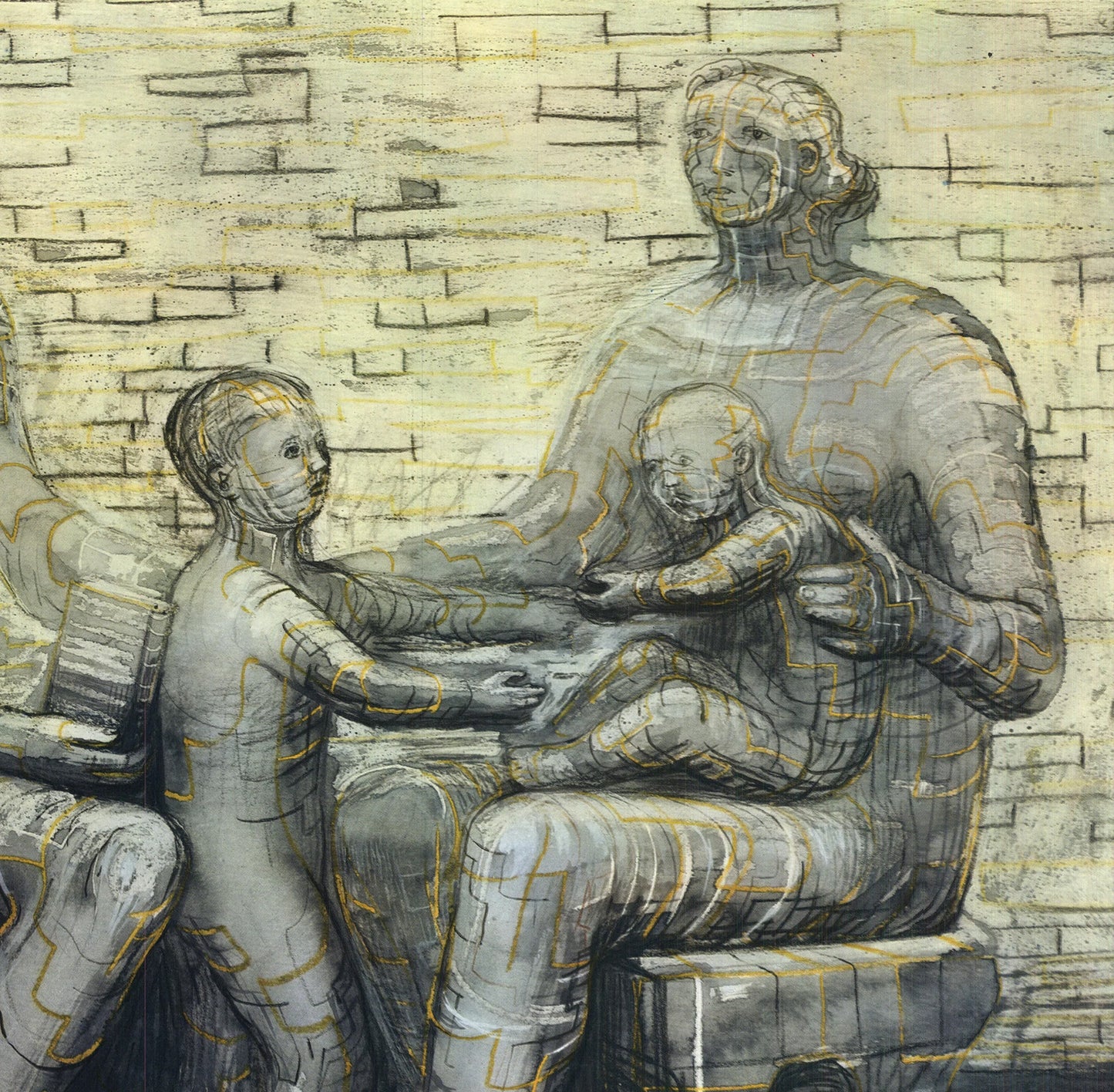 Henry Moore Family Group " Offset Lithograph Modernism