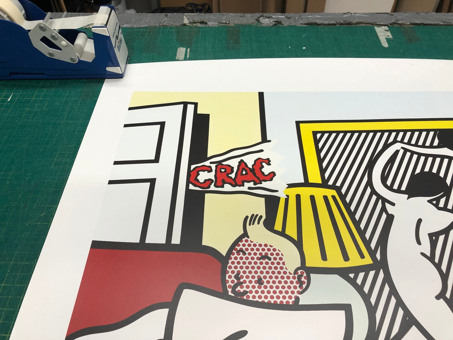 Roy Lichtenstein Tintin Reading " Poster Pop Art Gray, White, Mul
