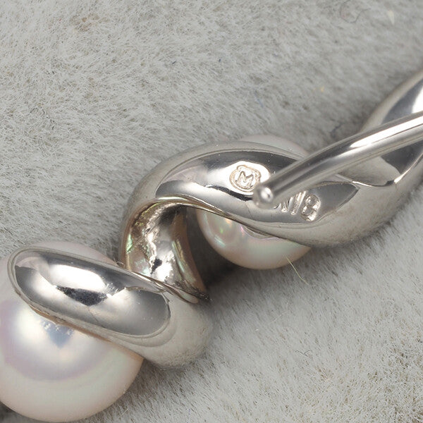 Mikimoto Earrings Akoya Pearl 3.5 - 3.8Mm Spiral Twist Hook 18K Wg