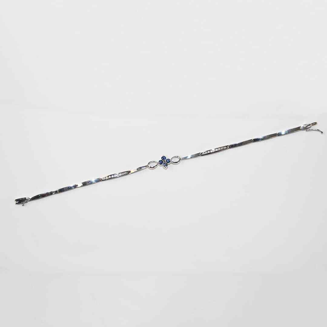 14K White Gold Sapphire And Diamond Bracelet
