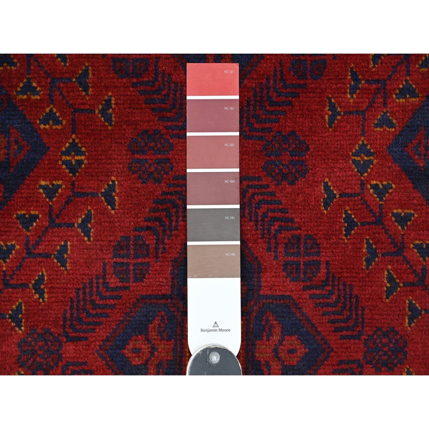 2'7"X6'5" Red Soft Wool Andkhoy Geometric Design Hand Knotted Runner Rug