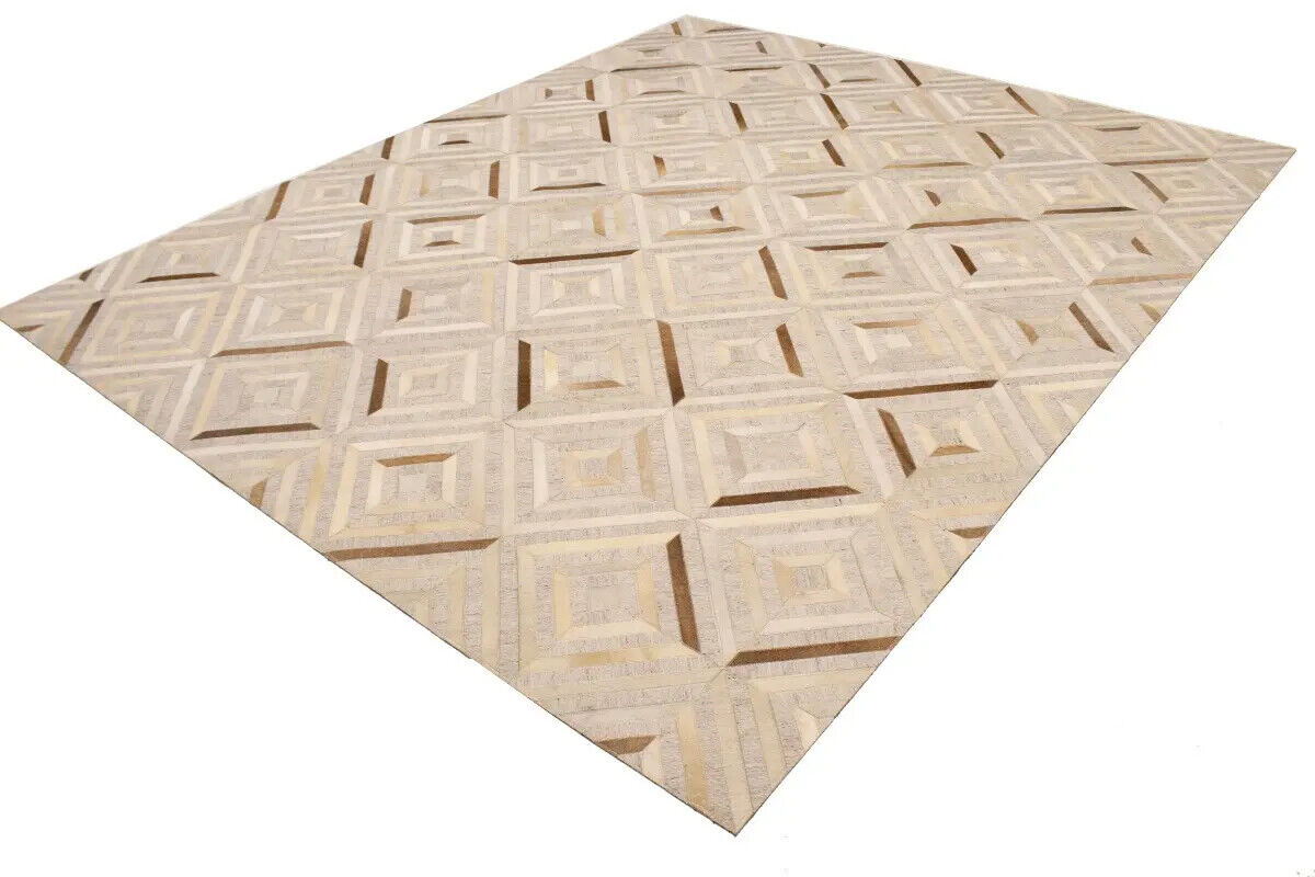 Patchwork Modern Cowhide Leather Rug Contemporary