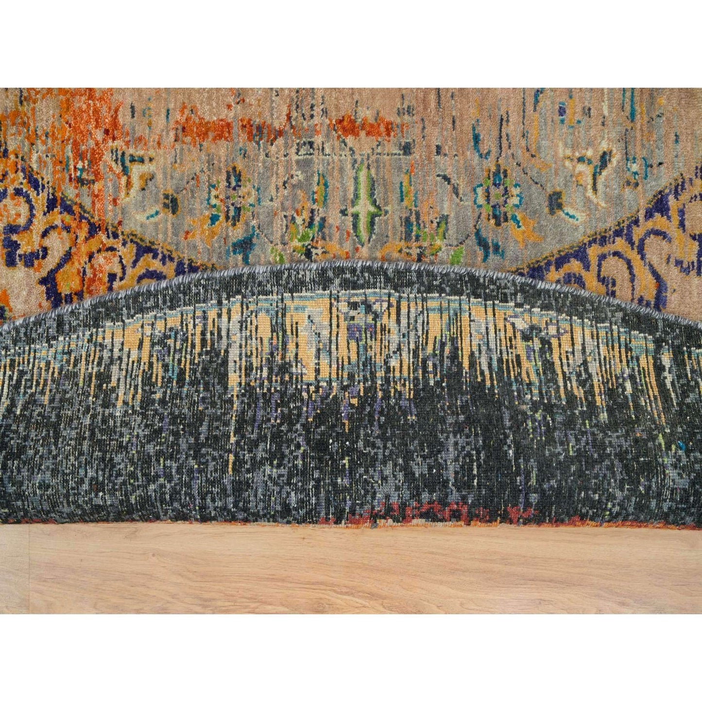 10'X10' Orange Ancient Ottoman Erased Design Wool Hand Knotted Round Rug