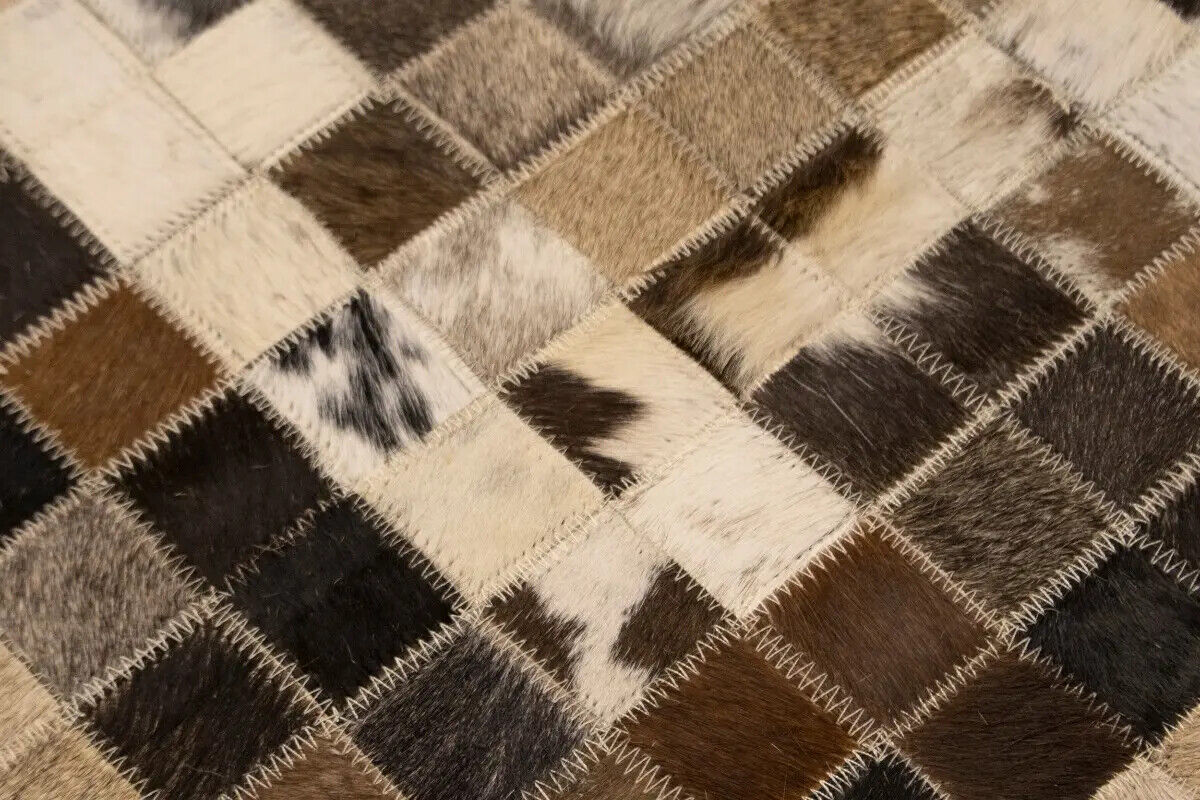 Hand-Crafted Modern Cowhide Leather Rug