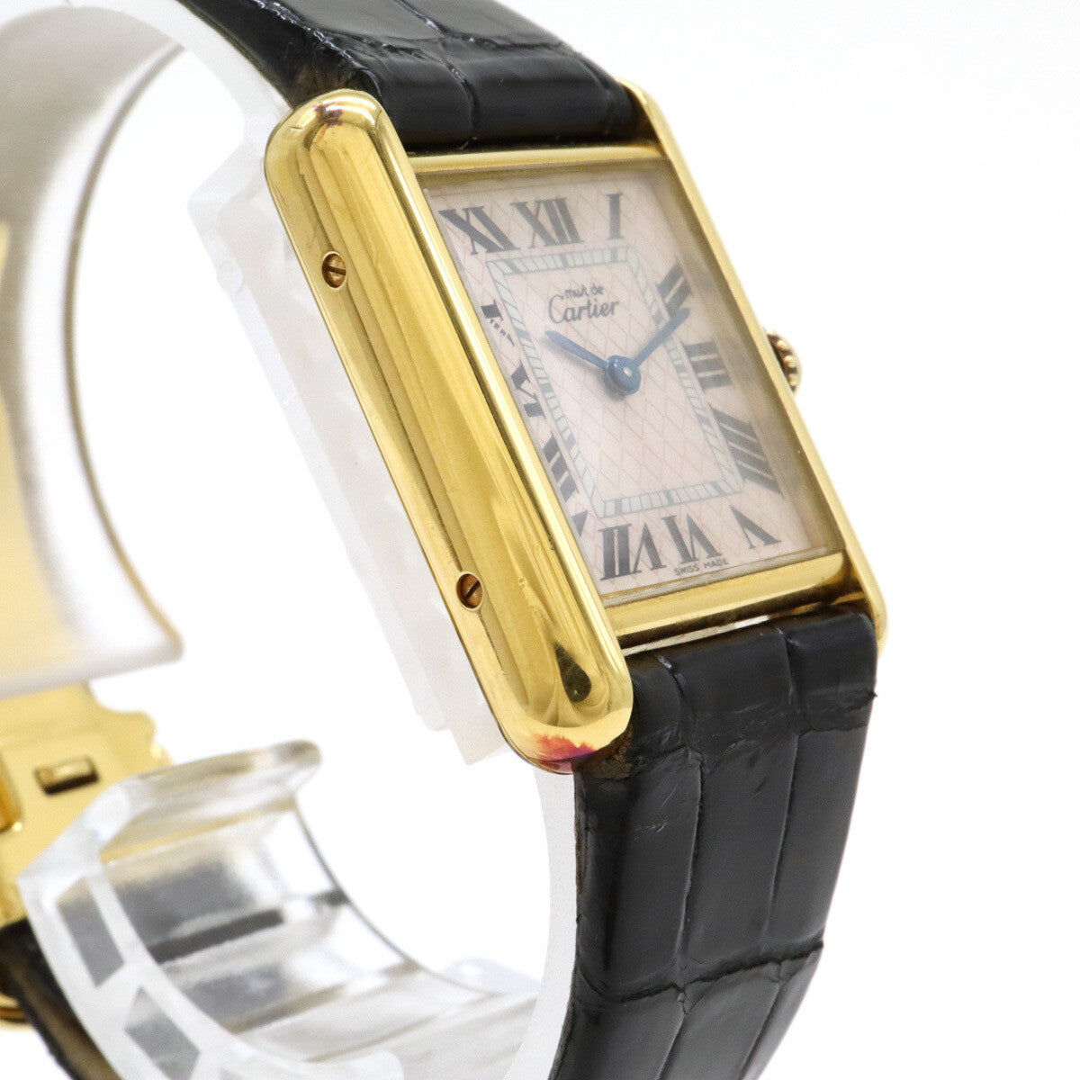 Cartier Must Tank Acquarino Pink Shell Dial Sv925 Gp Watch Women
