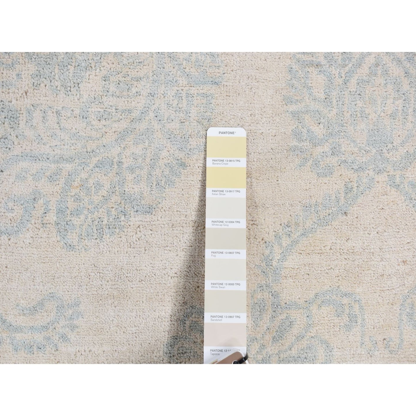 8'X10'1" White Tone On Tone Peshawar Design Pure Wool Hand Knotted Rug