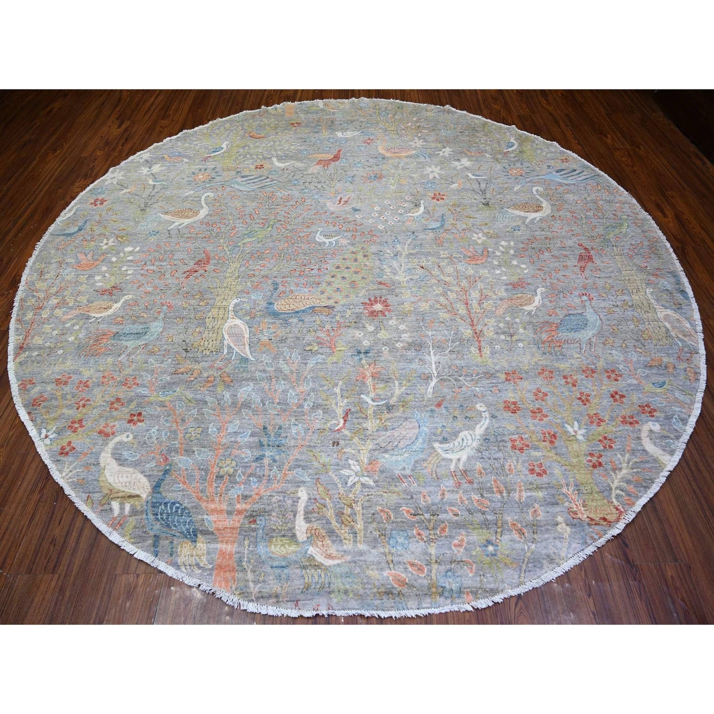 10'X10' Cadet Grey Soft Wool Hand Knotted Afghan Peshawar Oriental Rug
