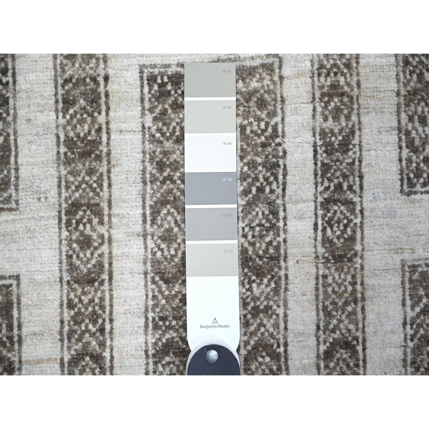 3'10"X9'7" Taupe Brown Hand Knotted Wool Fine Peshawar Oriental Rug