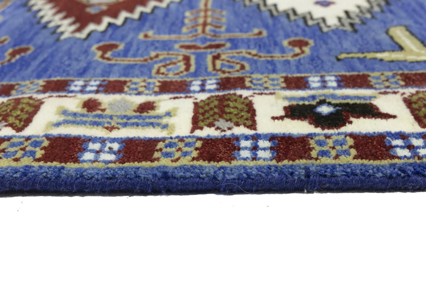 Hand-Knotted Kazak Oriental Rug 4X6 Ft Blue