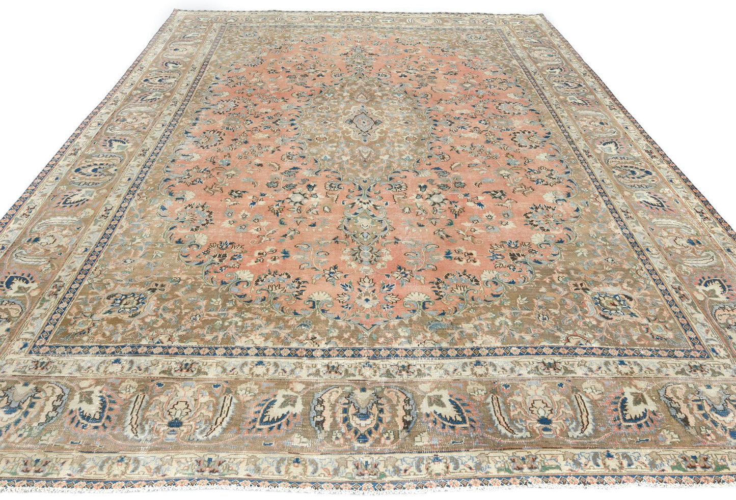 Antique Handmade Oriental Rug Muted Floral