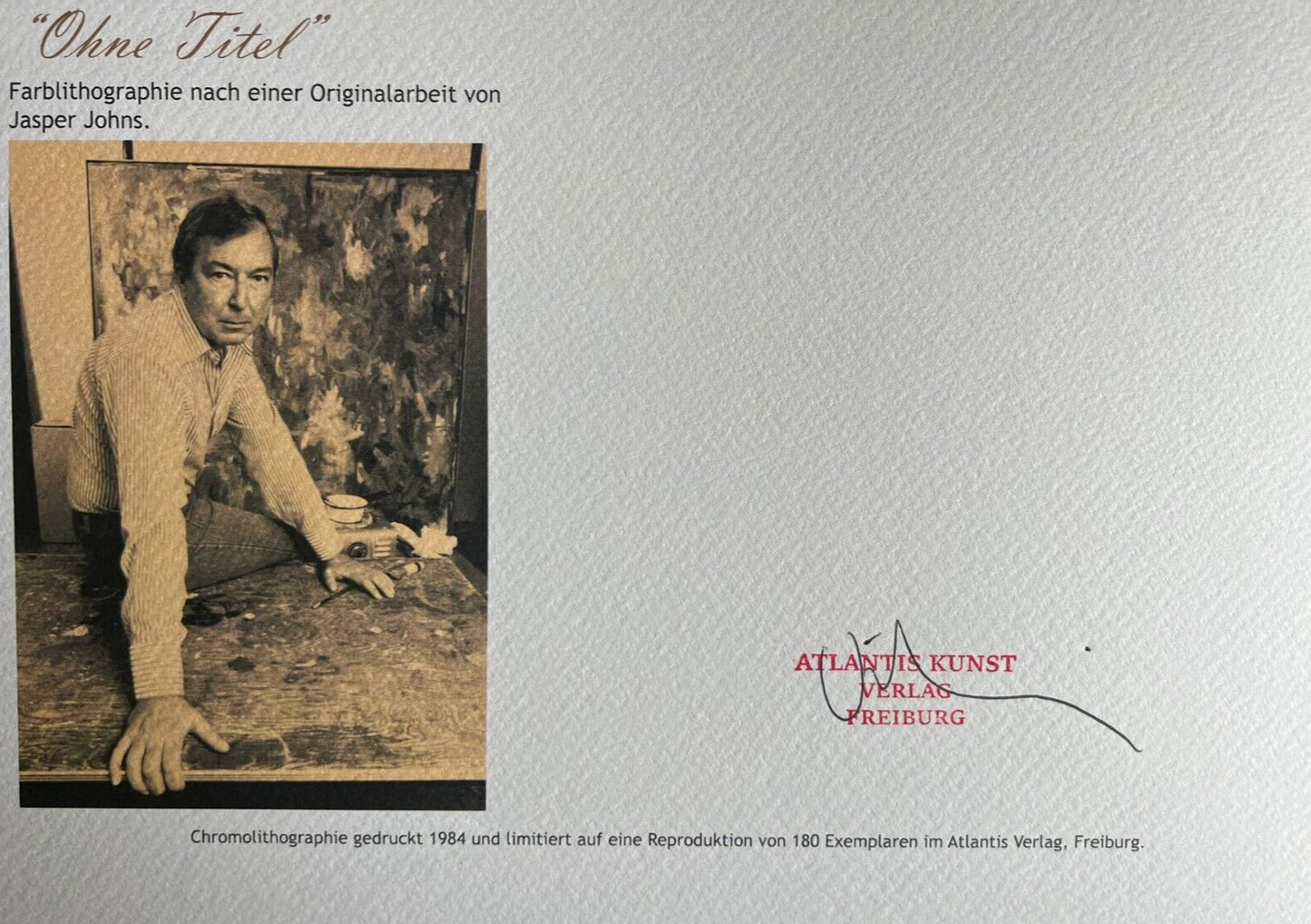 Jasper Johns Lithograph Coa Signed Op Numbered By Hand -180 Ex