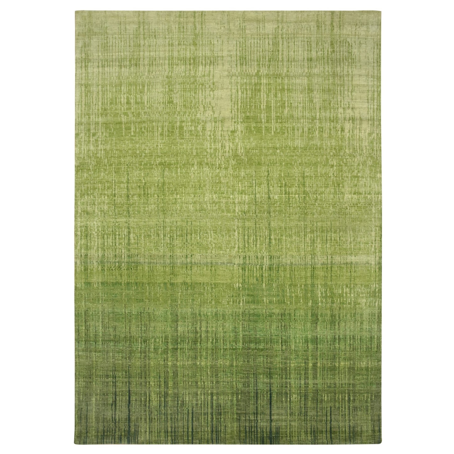9'X12'3" Moss Green, Vertical Ombre Design, Hand Knotted, Soft Wool Rug