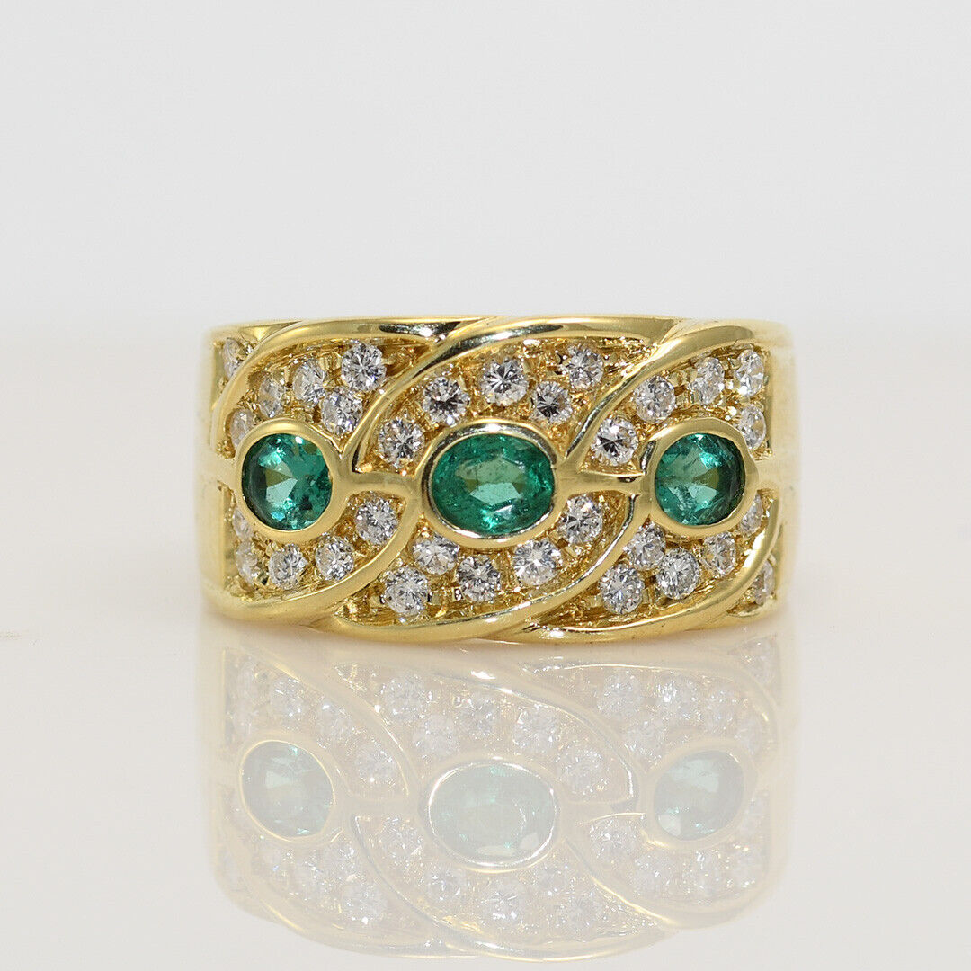 14K Yellow Gold Emerald & Diamond Ring .50Tdw,