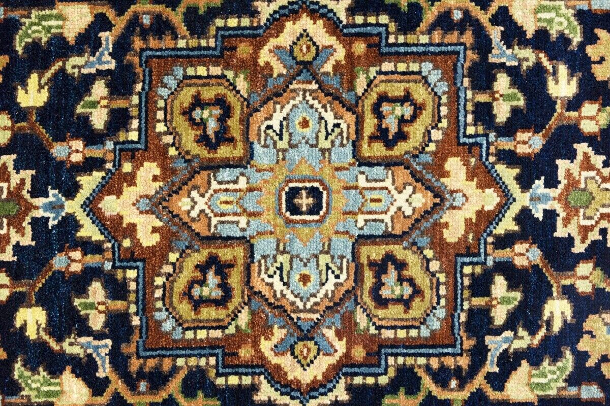 Handmade Heriz Serapi Runner Rug Geometric