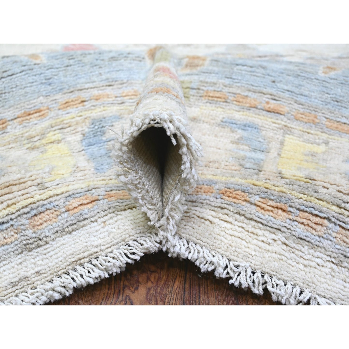 12'2"X16' Ivory Afghan Angora Oushak Hand Knotted Wool Oversized Rug