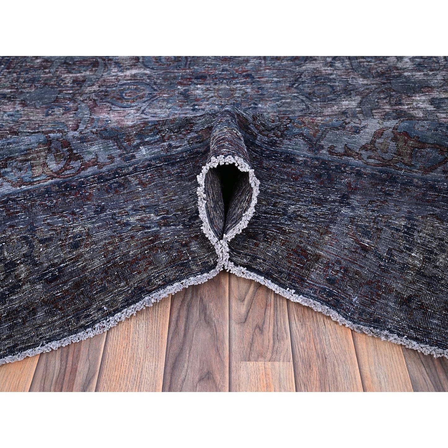 6'5"X10'3" Blue Overdyed Semi Antique Tebraz Hand Knotted Oriental Rug