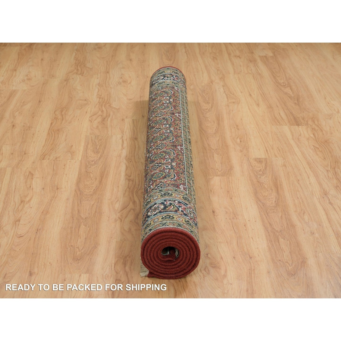 6'1"X9' Red Herrita Design Wool/Silk 175 Kpsi Hand Knotted Rug