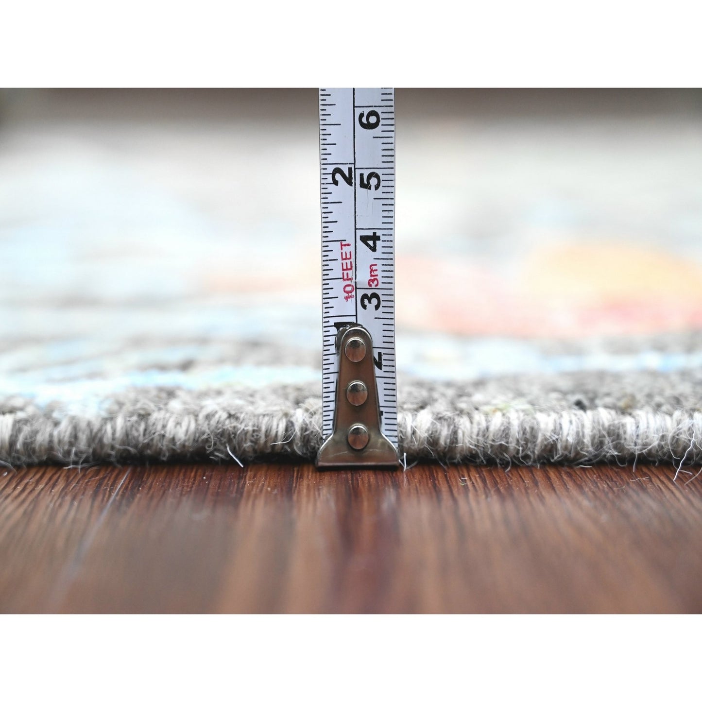 4'X12' Carbon Gray Peshawar Birds Design Hand Knotted All Wool Runner Rug