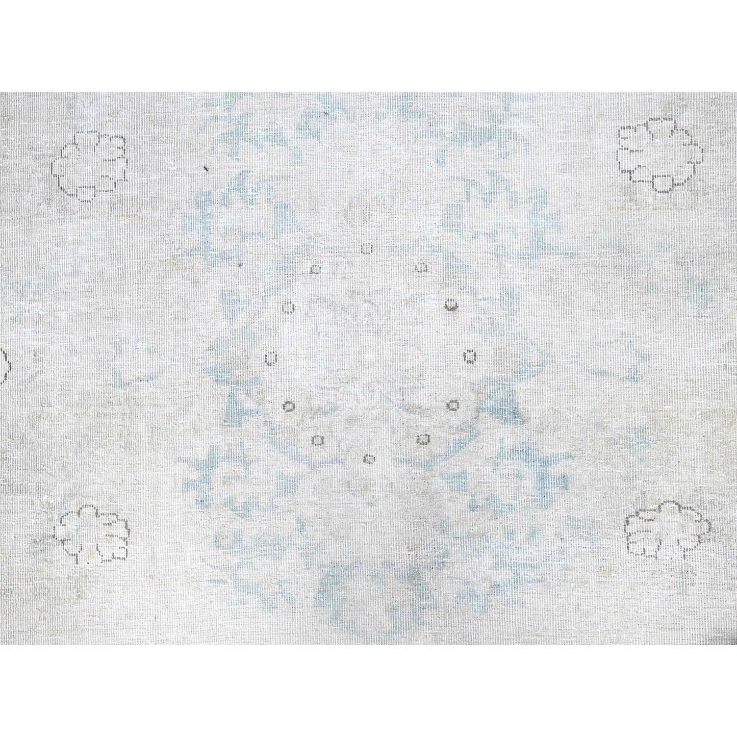 7'2"X9'10" White Natural Wool Hand Knotted Vintage Zoroastrian Karman Rug