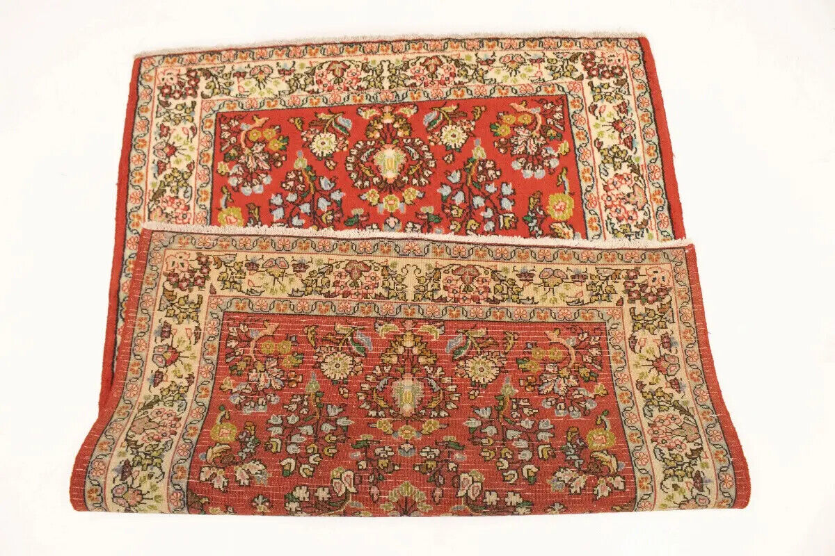 Hand-Knotted Vintage Red Floral 3'4X4'9 ft