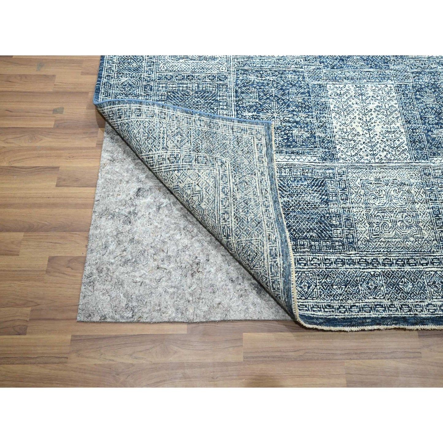 8'1"X10'2" Aegean Blue Garden Design Agra Hand Knotted 100% Wool Rug