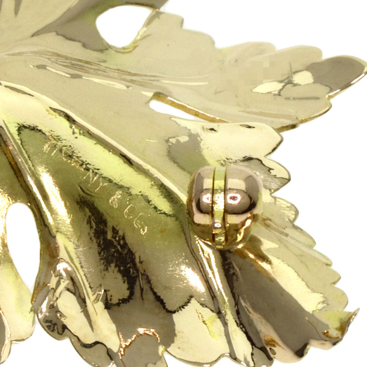 Tiffany&Co. Brooch Leaf Diamond K14 Yellow Gold