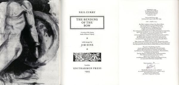 Jim Dine Neil Curry "The Bending Of The Bow" Signed Limited 75 Special Book