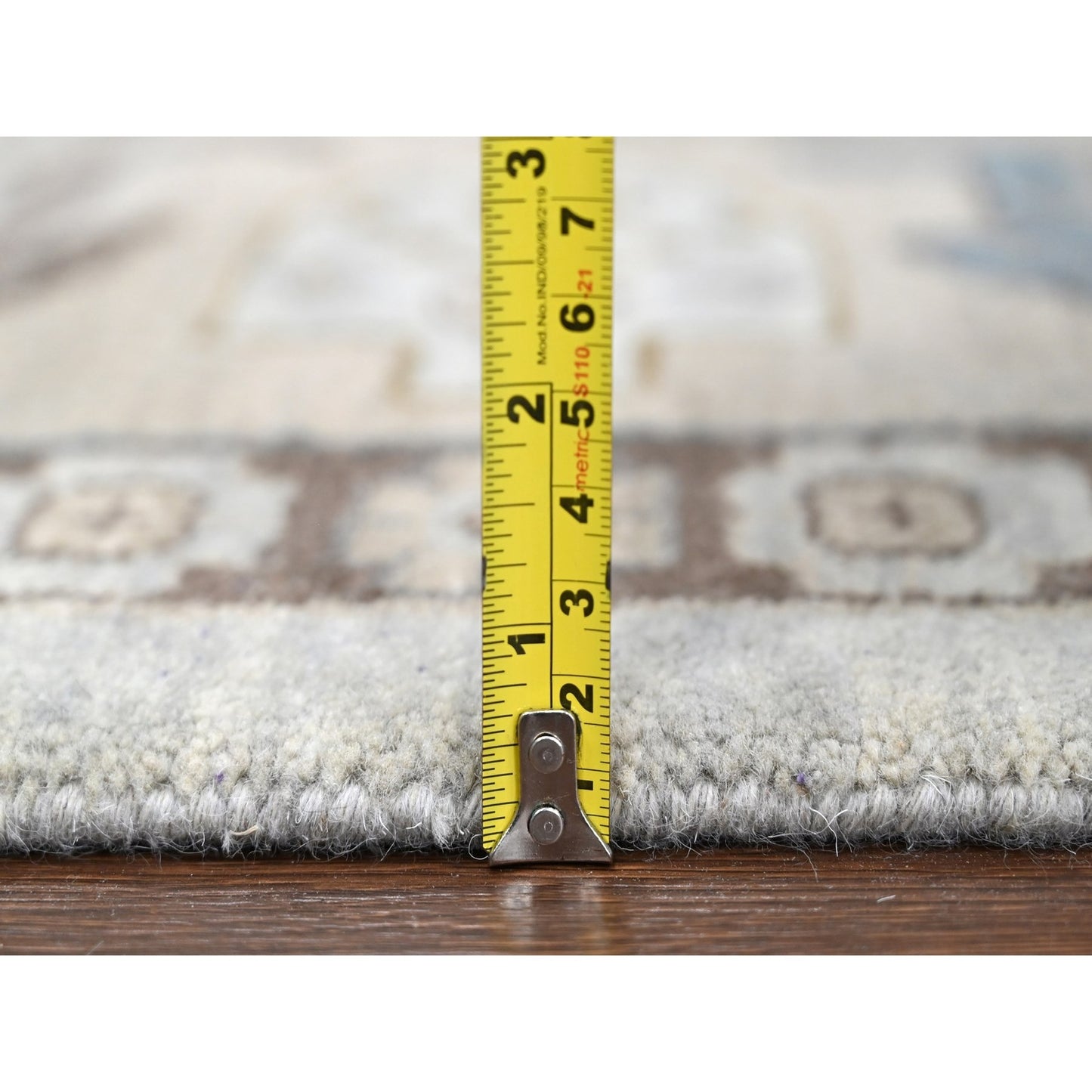 10'X10' Gray Zoroastrian Village Geometric Design Hand Knotted Square Rug