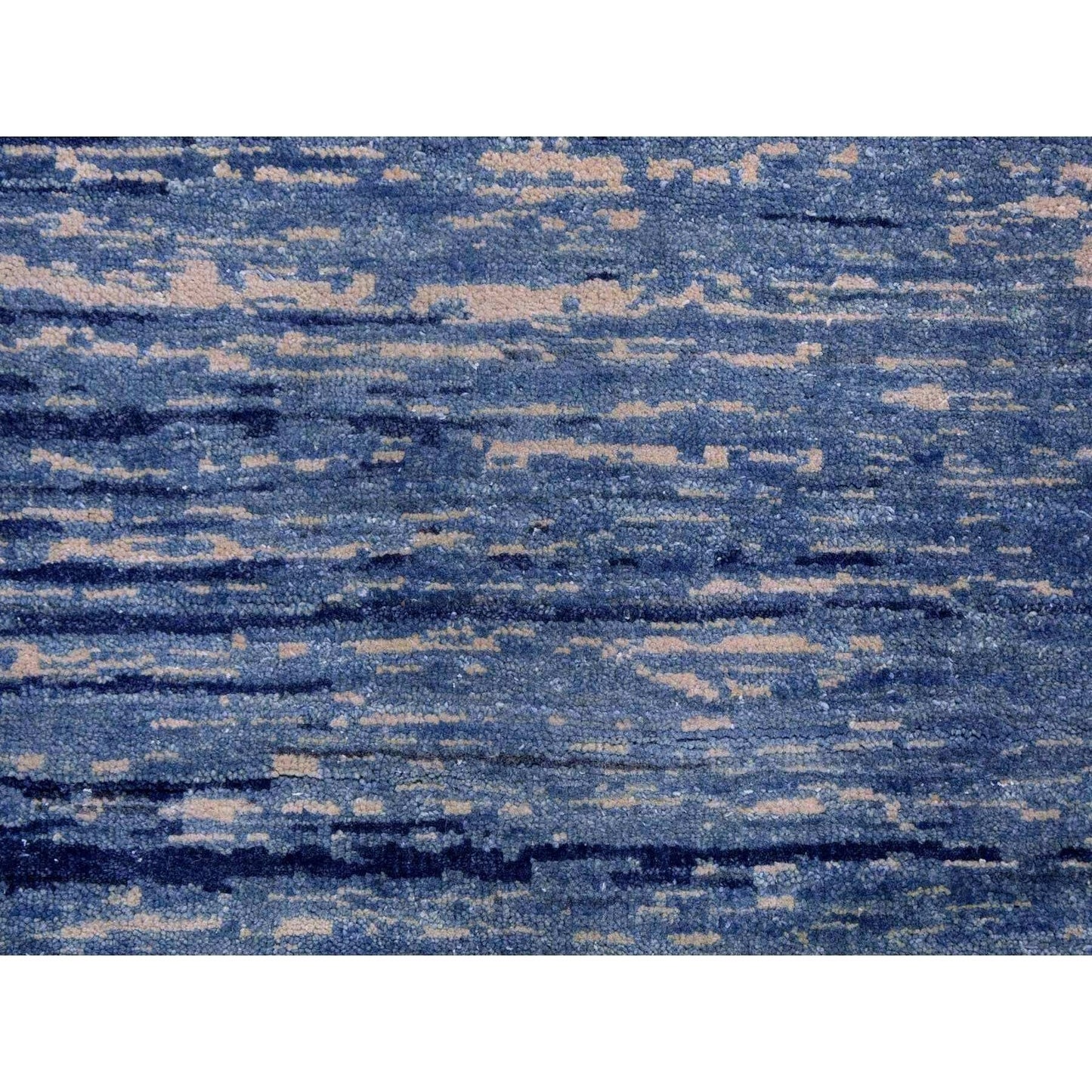 10'1"X14'1" Blue Oceanic Pure Wool Ombre Design Hand Made Oriental Rug
