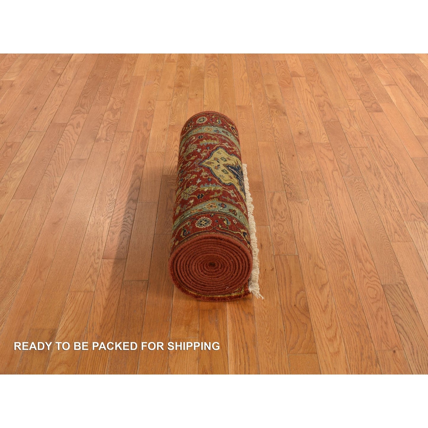 2'7"X17'7" Red Xl Antiqued Heris Hand Knotted Wool Runner Oriental Rug