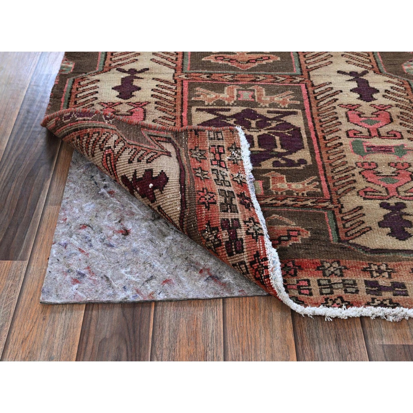 2'7"X9'1" Peach Vintage Zoroastrianheris Hand Knotted Pure Wool Runner Rug