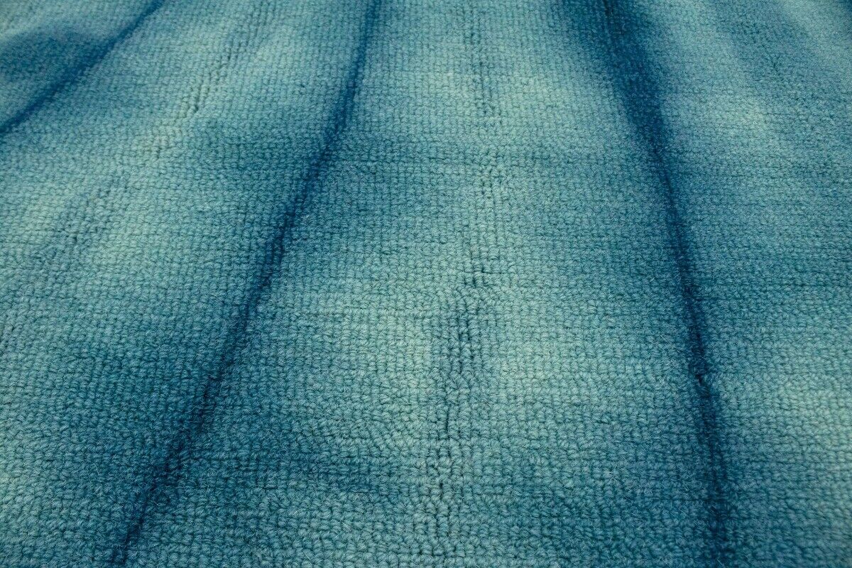 Hand-Tufted Ocean Blue Tie-Dye Wool Rug Modern