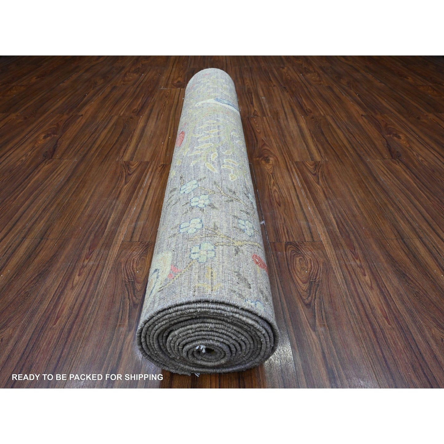 4'2"X20' Fashion Gray Hand Knotted Peshawar Wool Wide Runner Oriental Rug