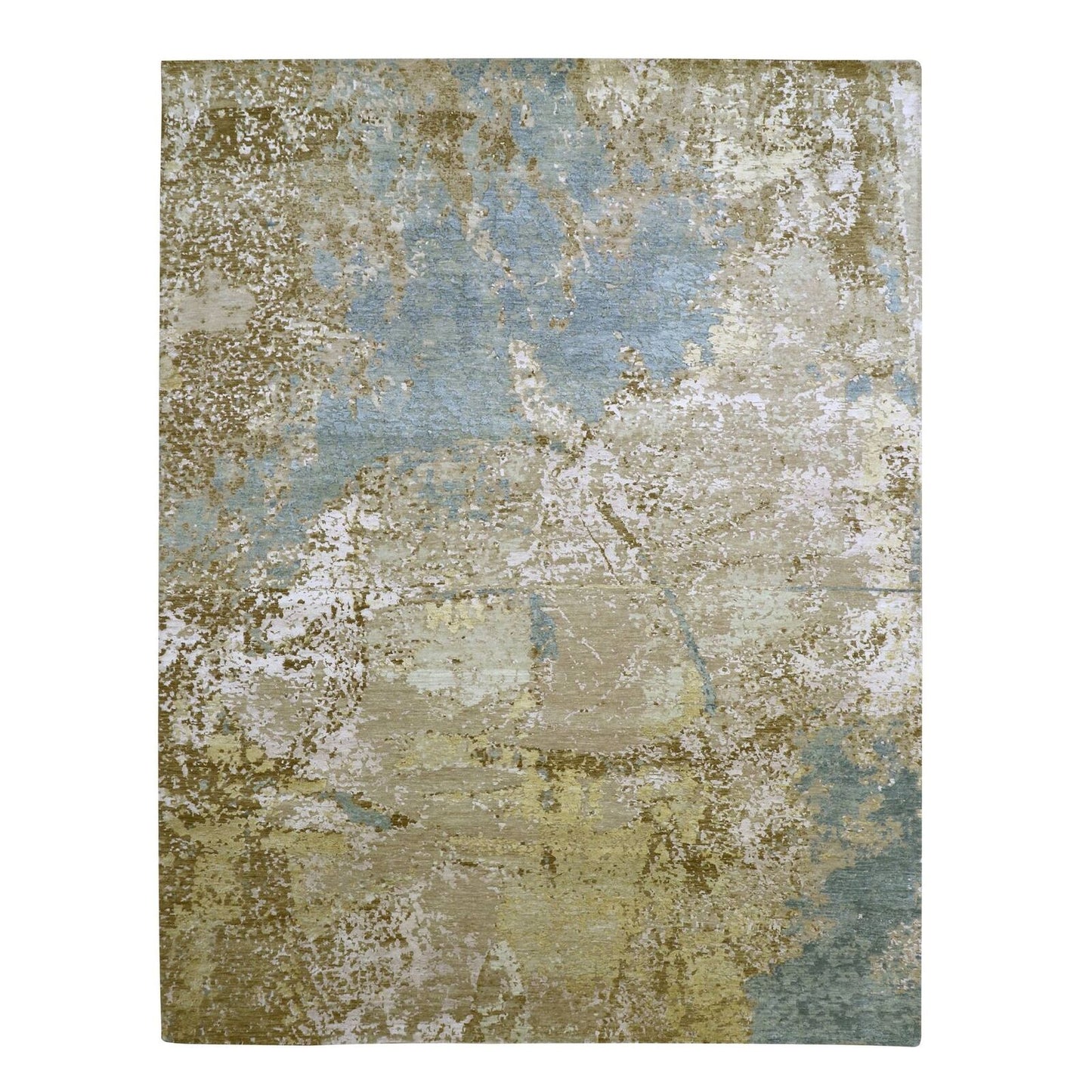 9'X11'10" Shades Of Brown Abstract Design 100% Wool Hand Knotted Rug