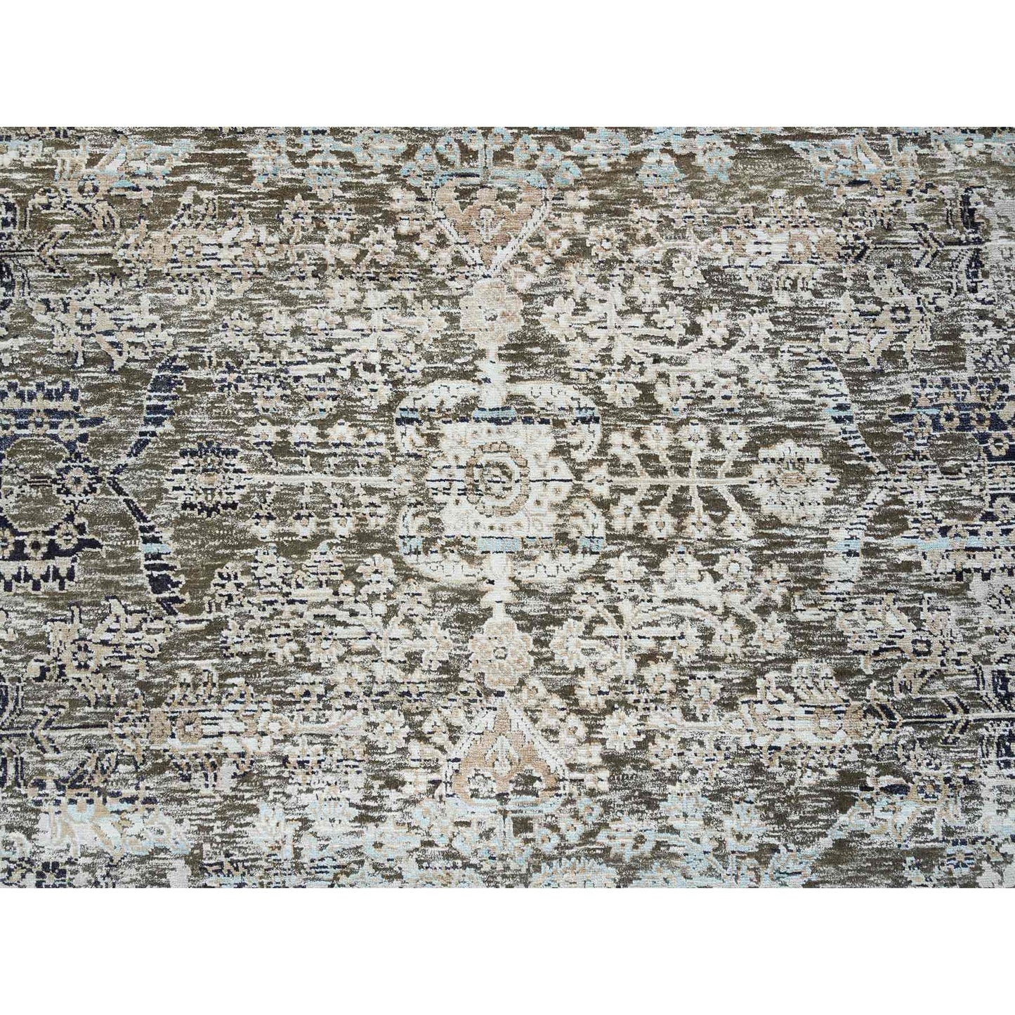 8'3"X10' Gray Hand Knotted Transitional Design Wool And Silk Rug