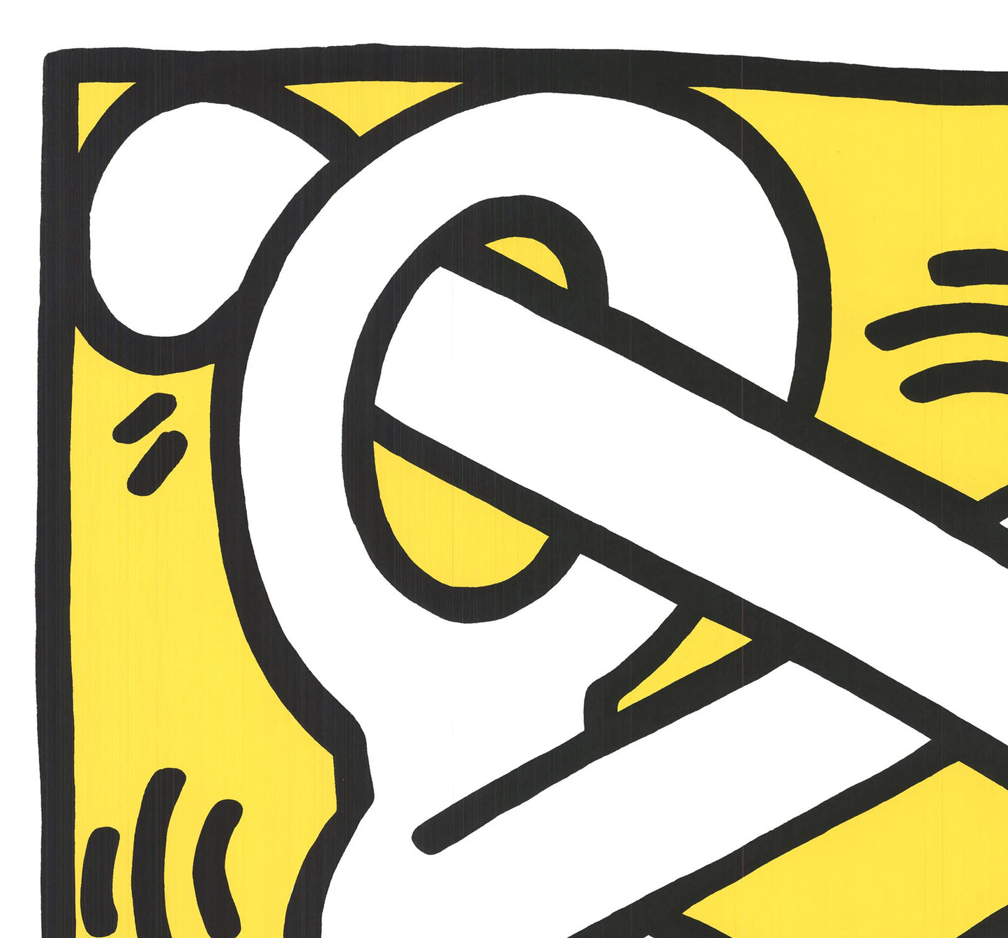 Keith Haring Art Attack On Aids " Serigraph Pop Art White, Yellow
