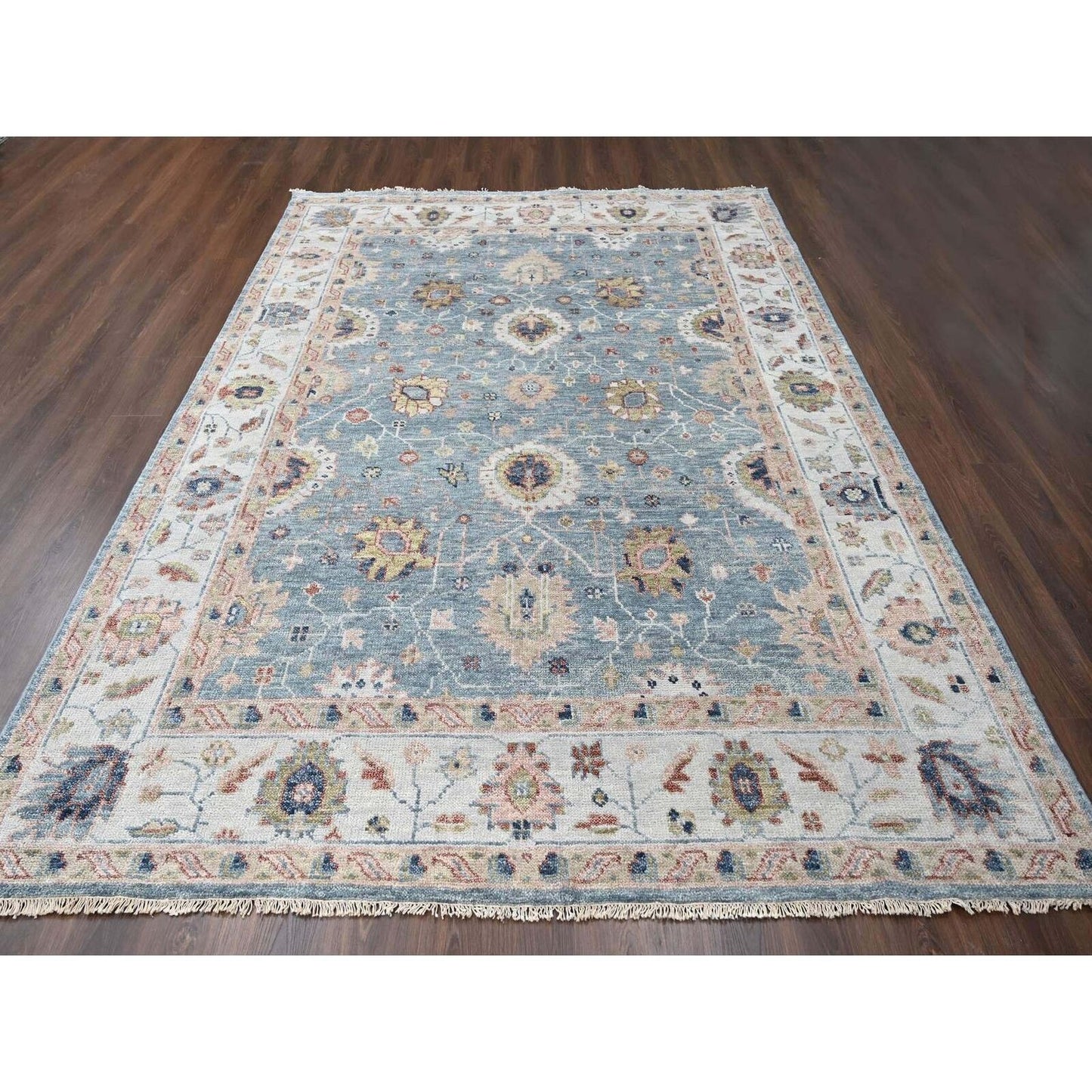 8'9"X12' Nimbus Gray Oushak Design Supple Wool Hand Knotted Oriental Rug