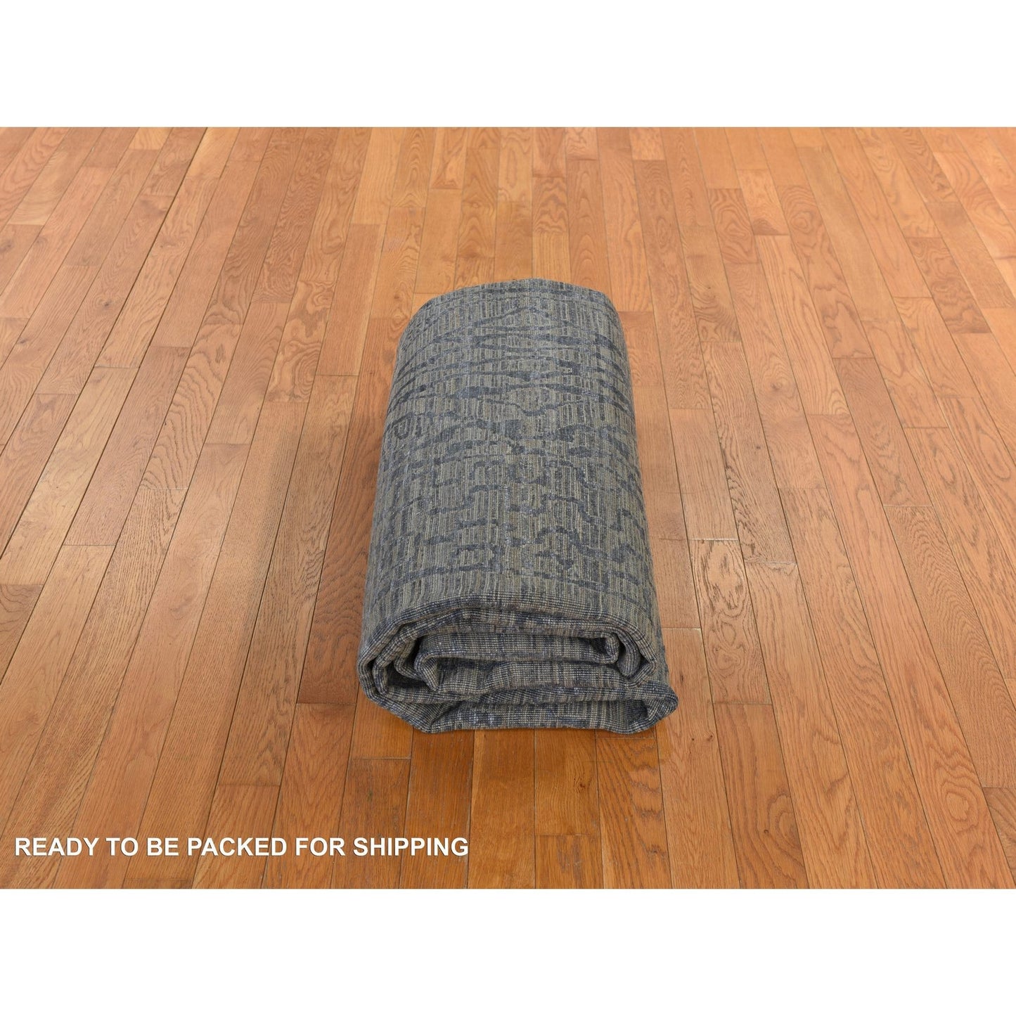 8'X10'1" Spanish Gray Berber Influence Tone On Tone Silk Hand Knotted Rug