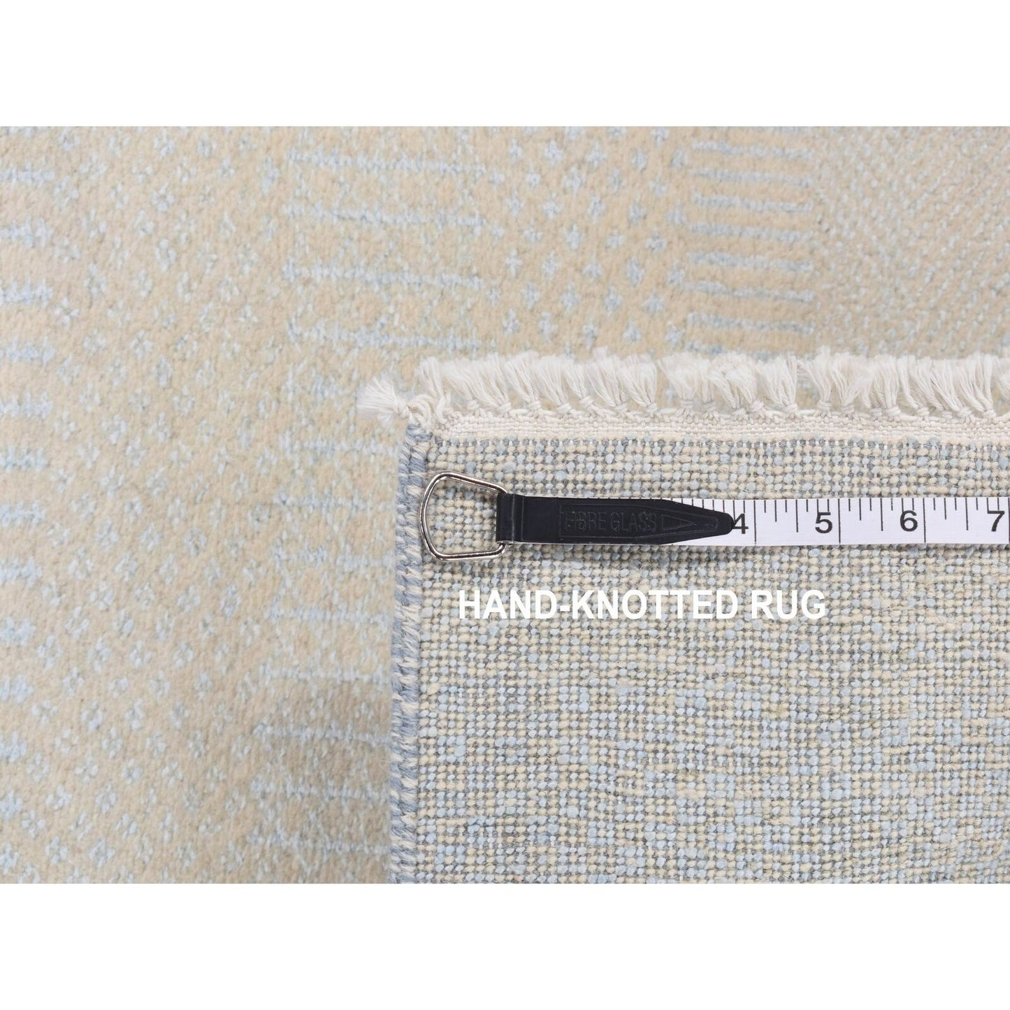 2'7"X8'4" Ivory Grass Design Gabbeh Wool And Silk Hand Knotted Runner Rug